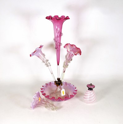 Lot 43 - A Victorian cranberry and vaseline glass...