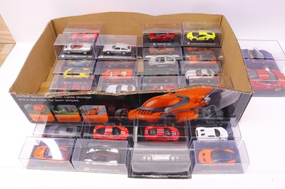 Lot 389 - a box containing 1/43 and 1/18 scale modern...
