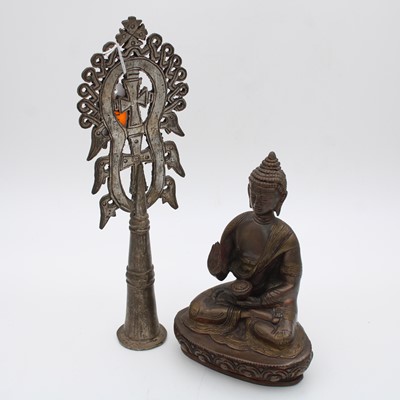Lot 66 - An Ethiopian Coptic ceremonial cross, h.29cm;...
