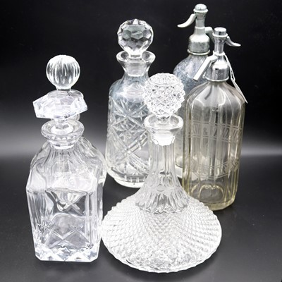 Lot 86 - A collection of glass decanters, to include a...