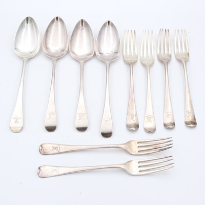 Lot 105 - A collection of George III silver flatware by...