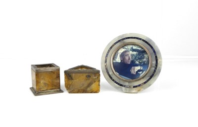 Lot 433 - Two Art Deco citrine quartz and silver mounted...