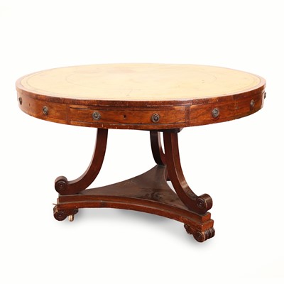 Lot 239 - A 19th century rosewood pedestal drum...