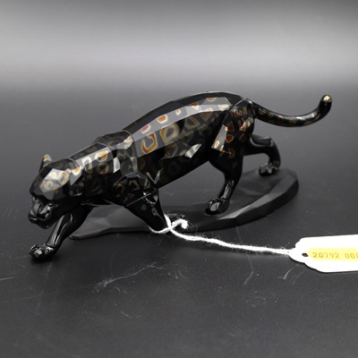 Lot 96 - A Swarovski crystal figure 'Black Jaguar',...