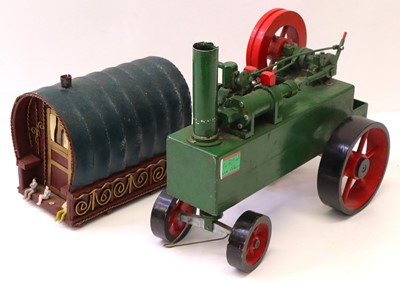 Lot 450 - Hot air live steam trailer engine, in green,...