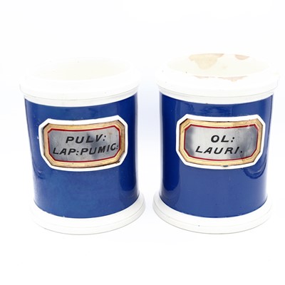 Lot 9 - A pair of late 19th century ceramic apothecary...
