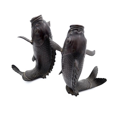 Lot 14 - A pair of early 20th century bronze vases,...