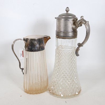 Lot 33 - A claret jug, having a hobnail cut glass body,...