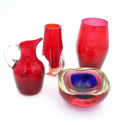 Lot 34 - A Whitefriars red-tinted glass vase, of...