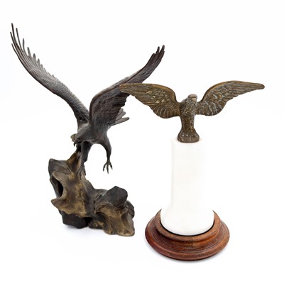 Lot 24 - A bronze alloy figure of an eagle in flight...