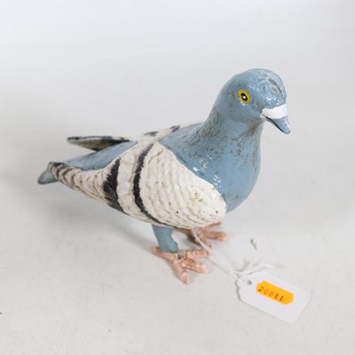 Lot 40 - A painted cast iron model of a pigeon, h.16cm