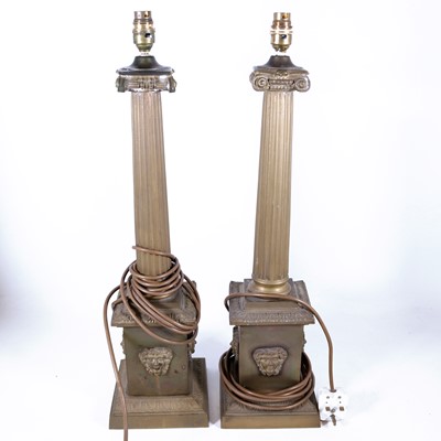 Lot 47 - A pair of 20th century brass table lamps, each...