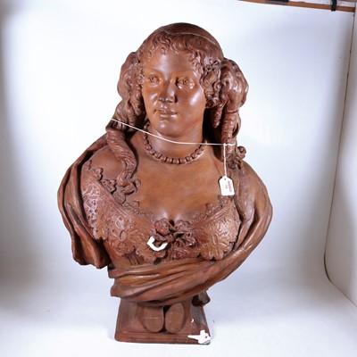 Lot 54 - A painted head and shoulders bust of a lady,...