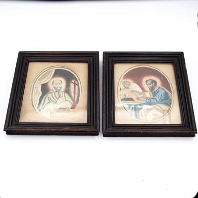 Lot 83 - A pair of 19th century silkwork pictures, of...