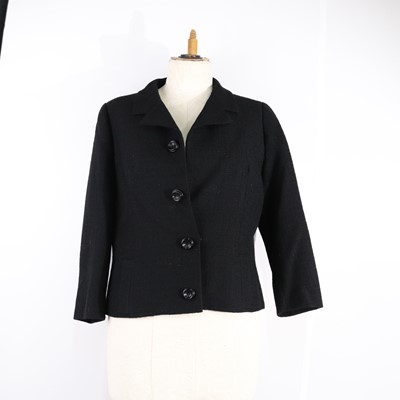 Lot 392 - Hardy Amies, black wool two-piece suit, circa...