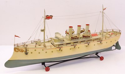Lot 1136 - Gebrüder Bing Tinplate Clockwork Gun Boat,...