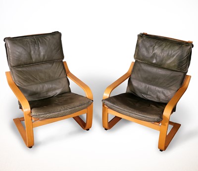 Lot 505 - IKEA - a pair of formed laminate cantilever...