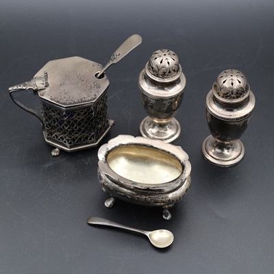 Lot 258 - A collection of silver cruets, comprising an...