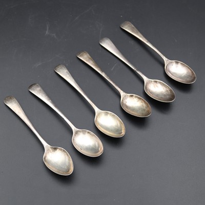 Lot 261 - A set of five George V silver teaspoons,...