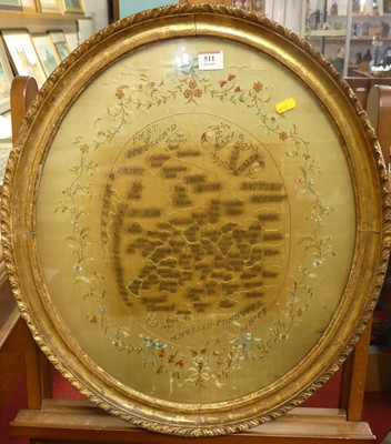 Lot 511 - A mid-19th century silkwork panel showing the...