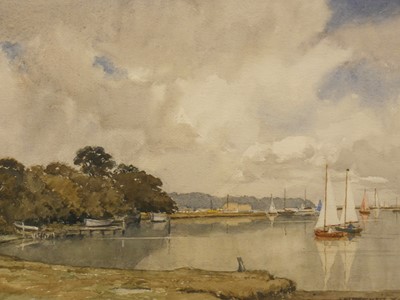 Lot 548 - A.W. Prickett - Sailing boats under a cloudy...