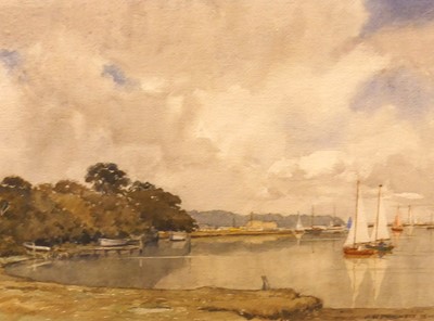 Lot 548 - A.W. Prickett - Sailing boats under a cloudy...