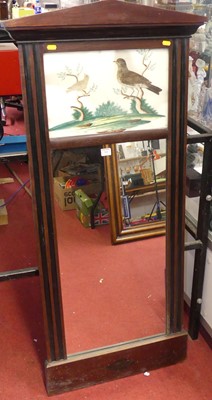 Lot 566 - A hardwood framed pier glass with watercolour...