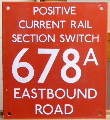 Lot 586 - A pair of enamel railway warning signs, each...