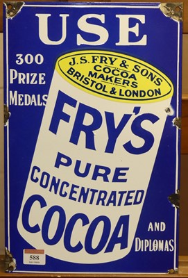 Lot 588 - A reproduction enamel advertising sign for Fry'...
