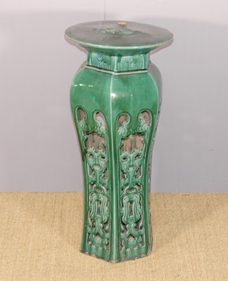 Lot 609 - A Chinese green glazed stoneware mid-height...