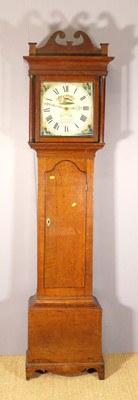 Lot 613 - A circa 1800 provincial oak longcase clock,...
