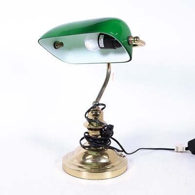 Lot 12 - A contemporary brass banker's style desk lamp,...
