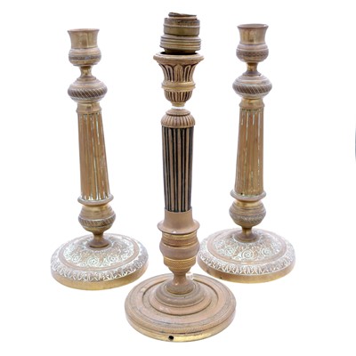 Lot 13 - A pair of brass neo-classical style table...