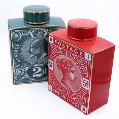 Lot 14 - A pair of contemporary porcelain canisters,...