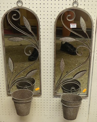 Lot 618 - A pair of contemporary burnished metal arched...