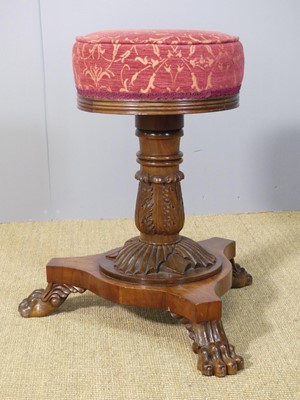 Lot 627 - A Victorian rosewood music stool, having an...