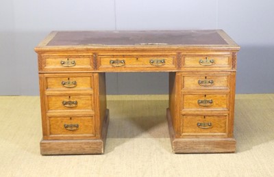 Lot 638 - A circa 1900 oak and burr oak twin pedestal...