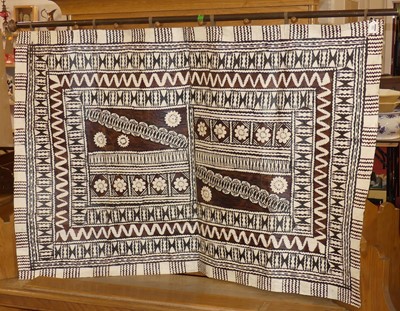 Lot 663 - A painted Fijian hanging Tapa cloth, also...