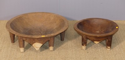 Lot 656 - Two carved hardwood Fijian Kava bowls,...