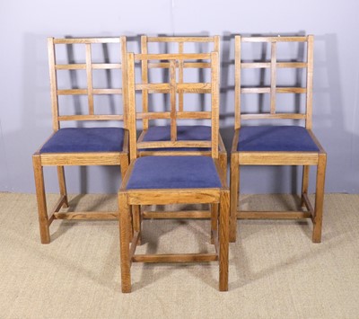 Lot 666 - A set of four 1930s oak dining chairs, each...