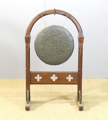Lot 682 - A late Victorian oak freestanding dinner gong,...