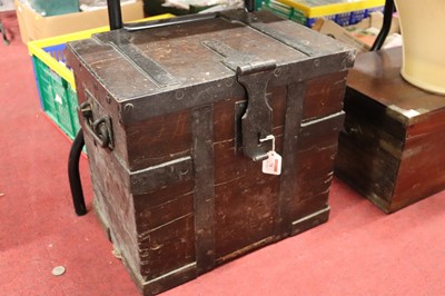 Lot 78 - A 19th century iron bound oak strongbox,...