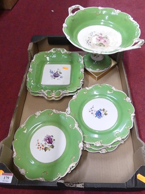 Lot 179 - A Victorian part dessert service, hand-painted...