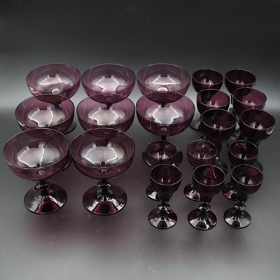 Lot 91 - A part suite of Victorian amethyst glass, to...