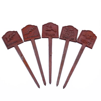 Lot 104 - A set of five contemporary cast metal herb...