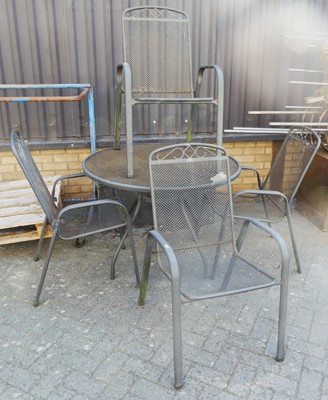 Lot 721 - A metal framed and wired metal mesh inset...