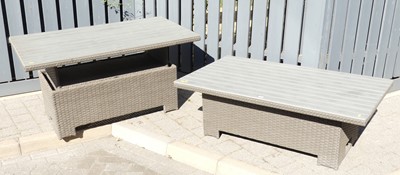Lot 726 - A contemporary rattan and wood effect slatted...