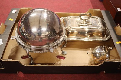 Lot 200 - A silver plated warming dish and cover, of...