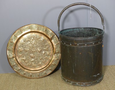 Lot 137 - A 19th century riveted copper coal bucket, of...