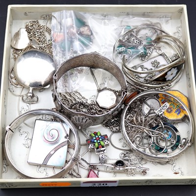 Lot 220 - A collection of silver and white metal...